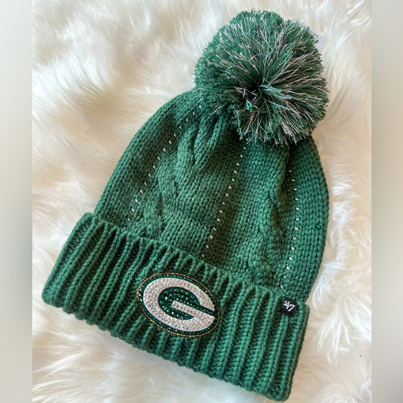 Bling Green Bay Packers Womens NFL Beanie Hat - Picture 4 of 5